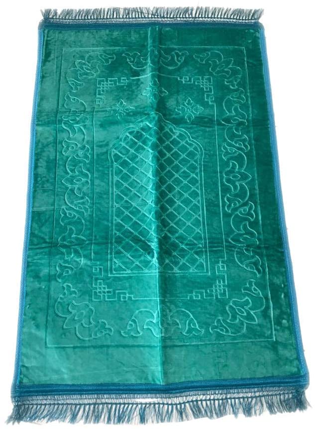 Tapis de prière musulmane - Rembourré - Épais - Doux - Lavable - Namaz avec  motif Islam Orient - Antidérapant - 80 x 120 cm (noir)