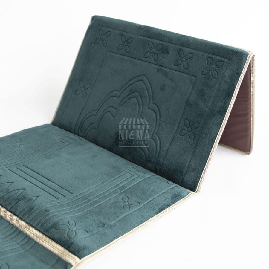 Tapis de Prière Pliable Confort avec Dossier (Support du dos et des genoux)  - Vert